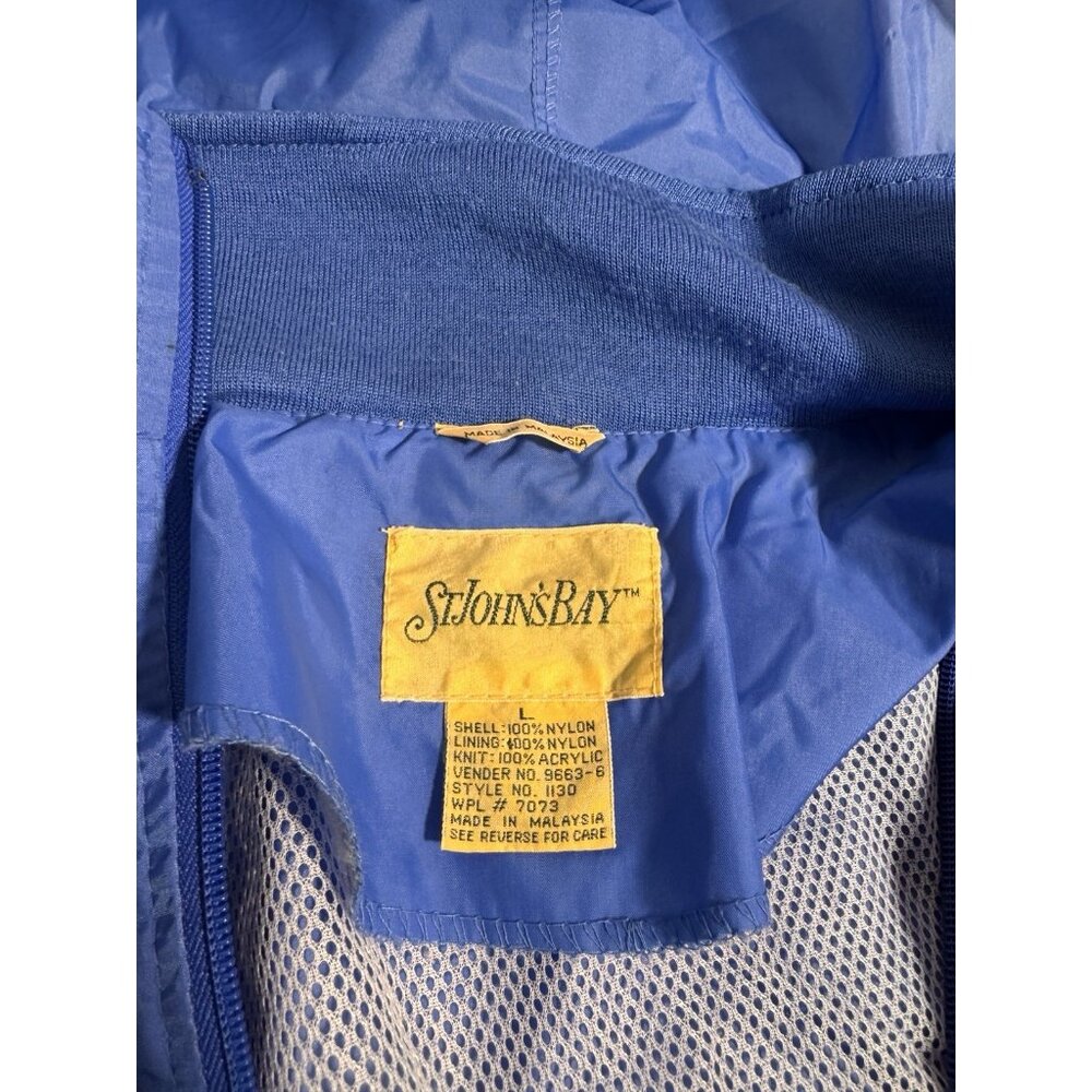 St John’s Bay Blue Hooded Windbreaker Jacket Men’s L Nylon Zip Lightweight - Picture 2 of 12